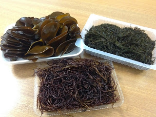 ふのり・まつも・めかぶの3種類がトレイに入って置かれている写真