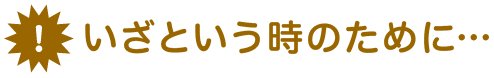 いざという時のために