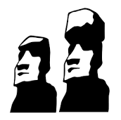 横に並んだ2体のモアイ像が黒のシルエットで描かれているイラスト