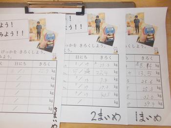 3枚の用紙にタイムの記録が書かれ並べられている写真