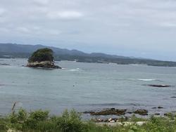 曇り空の下、風が強く荒れた海の景色の写真