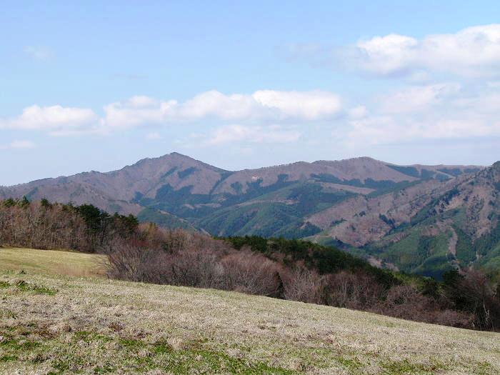 木々が少ない山肌が見え、手前に草原が広がる高原地帯の写真