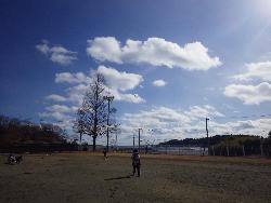 校庭で凧あげをしている子供たちの様子3