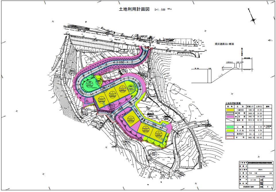 土地利用計画図が示されている平面図