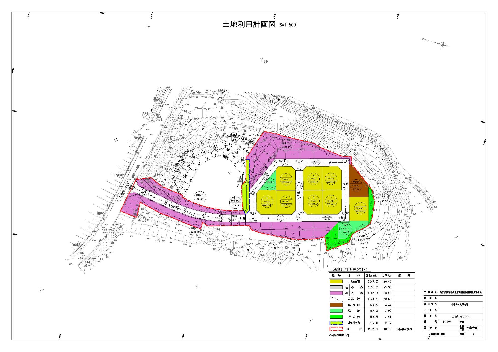 土地利用計画図が示されている平面図