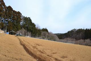 手入れが行き届き、茶色く整えられた畑の中央に溝がまっすぐに一本掘られている農地を写した写真